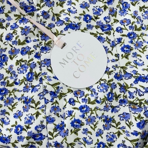 NEW More To Come Mini Dress Sherrie Puff Sleeves Bare Back Blue Floral - Picture 6 of 7